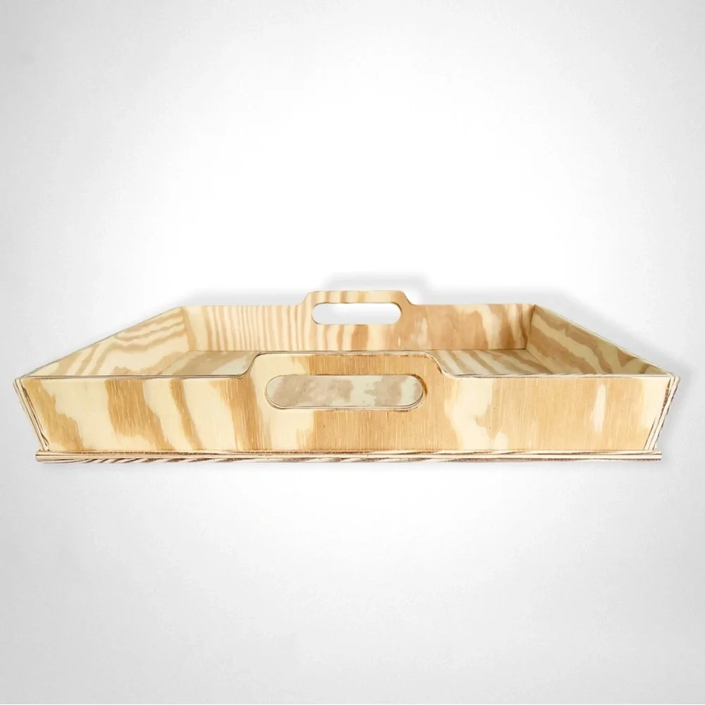 DIY Handmade Tray Pinewood Unfinished Handles Rectangular Rustic - Picture 4 of 14